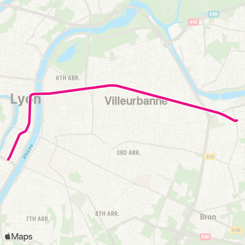 TCL Perrache - Vaulx-en-Velin la Soie map