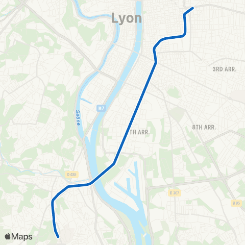 TCL Charpennes - St-Genis-Laval Hôp. Lyon S. map