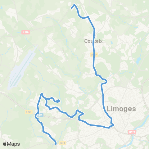 TCL Couzeix Océalim <>Limoges Landouge map