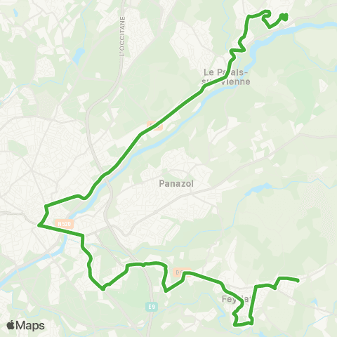 TCL Feytiat Plein Bois <> le Palais Vert Vallon map