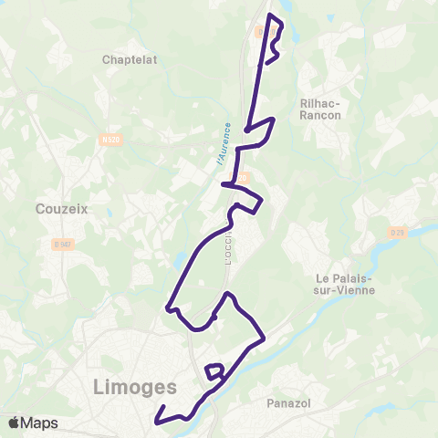 TCL Limoges Ciel <> Beaune map