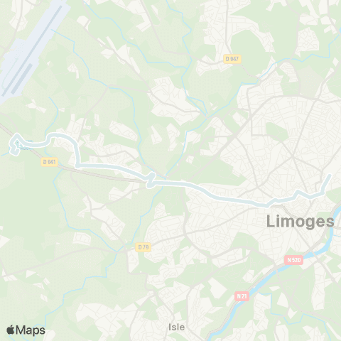 TCL Limoges Ciel <> Verneuil les Vaseix map