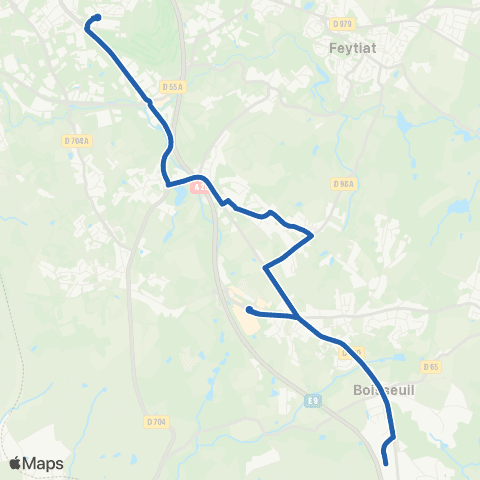 TCL Pôle St Lazare <> Boisseuil Z.A. la Plaine map