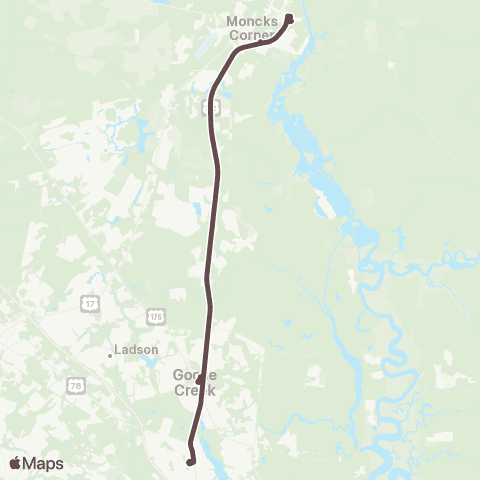 Tri-County Link Moncks Corner-North Charleston map