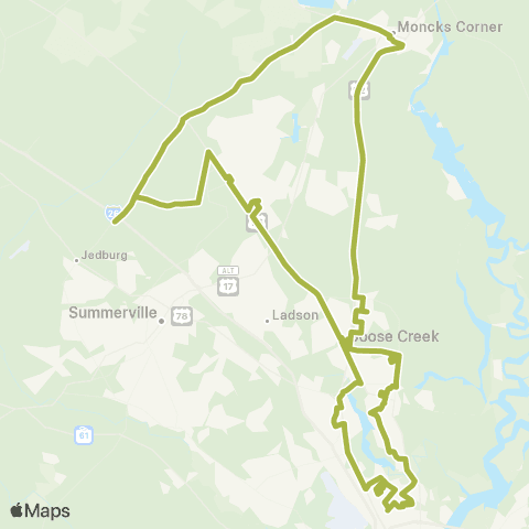 Tri-County Link Moncks Corner-Goose Creek map