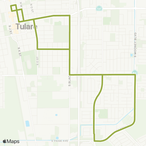 TCRTA Southeast Tulare map