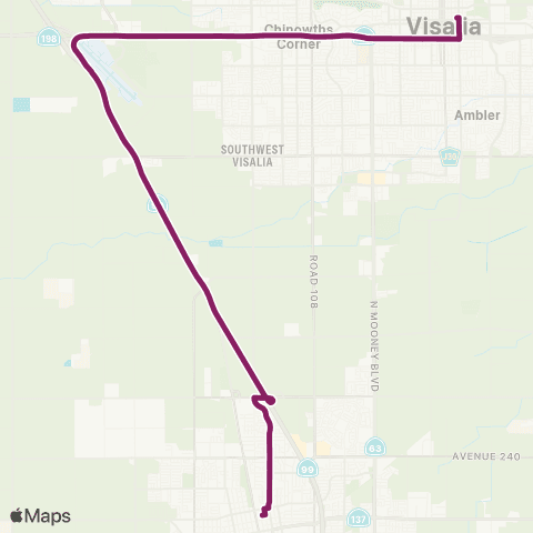 TCRTA Tulare-Visalia map