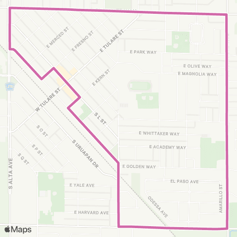 TCRTA Southeast Dinuba map