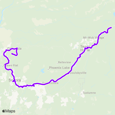 Tuolumne County Transit Route 2 map
