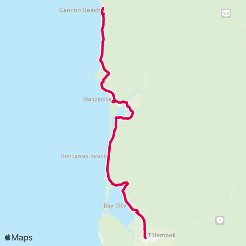 The Wave (TCTD) Tillamook - Manzanita - Cannon Beach map