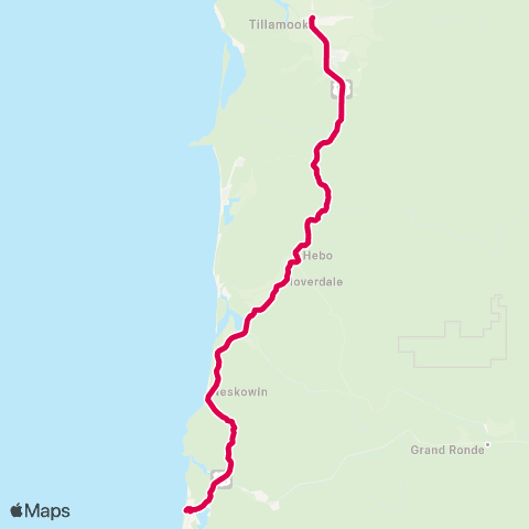 The Wave (TCTD) Tillamook - Lincoln City map