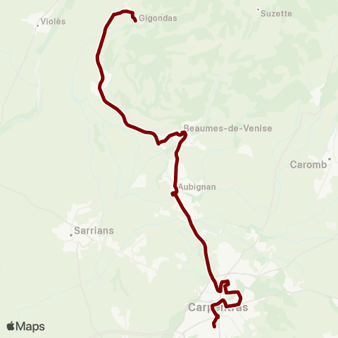 Trans'CoVe Gigondas <> Carpentras map