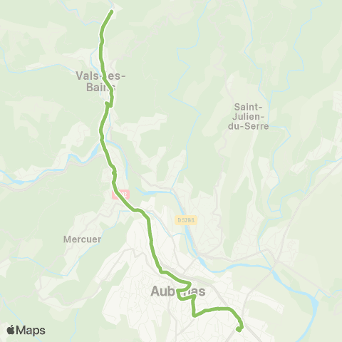 Tout'enbus Vals - Labegude - Aubenas map