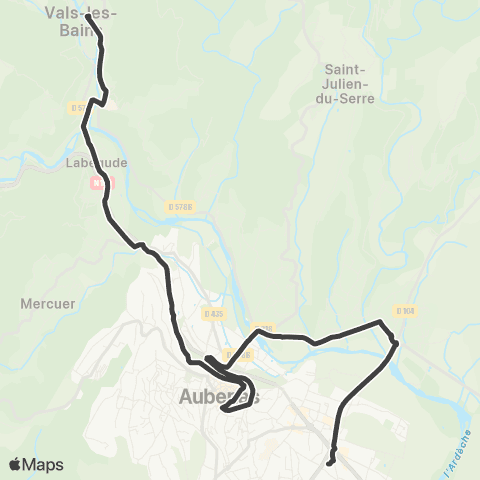 Tout'enbus Navette Estivale Aubenas-Vals map