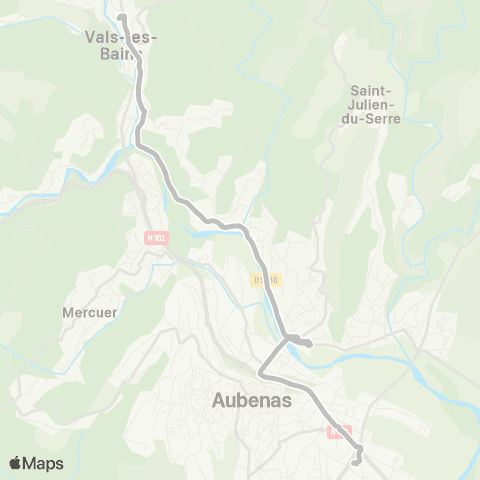 Tout'enbus Aubenas Gare routière - Vals Collège map