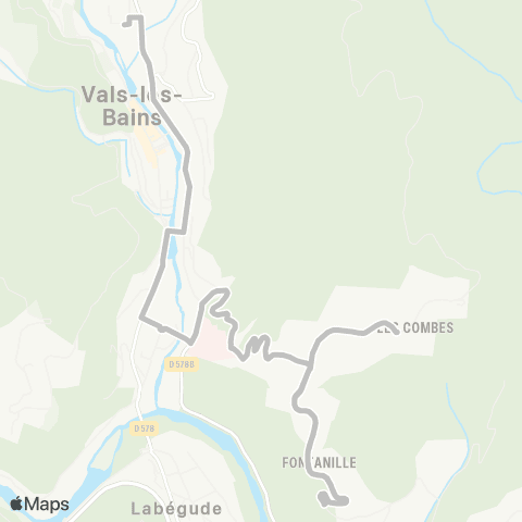 Tout'enbus Vals les Combes / Fontanille - Vals Collège map