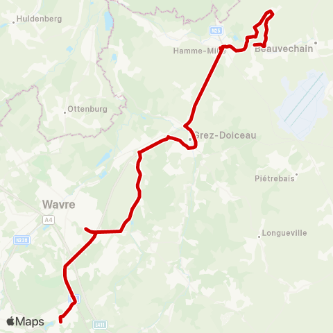 TEC Brabant Wallon Mille - Hamme-Mille - Grez - Lln map