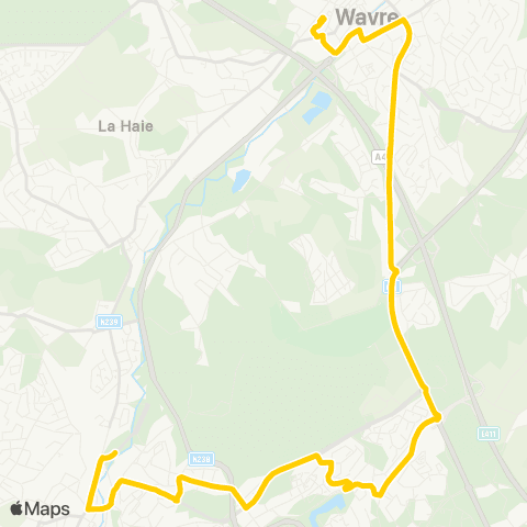 TEC Brabant Wallon Ottignies - Louvain-la-Neuve - Wavre map