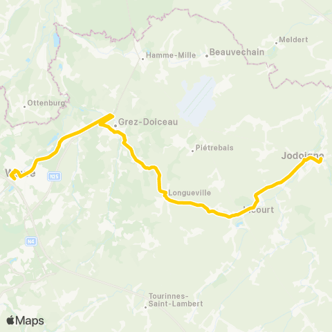 TEC Brabant Wallon Wavre - Jodoigne map