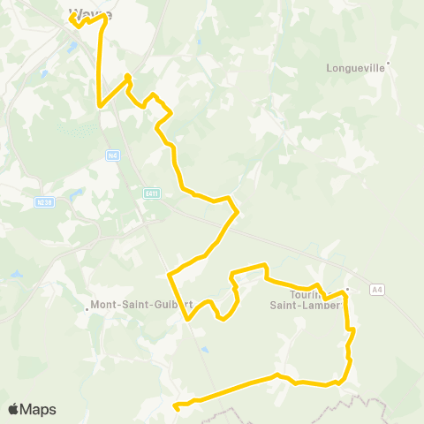 TEC Brabant Wallon Wavre - Corbais - Nil - Chastre map