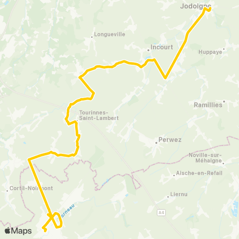 TEC Brabant Wallon Jodoigne - Gembloux map