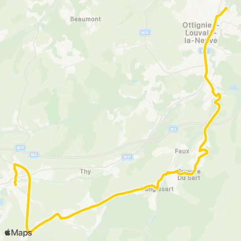 TEC Brabant Wallon Genappe - Tangissart - Ottignies map