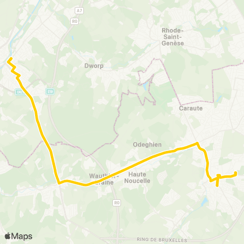 TEC Brabant Wallon Braine-l'Alleud - Halle map