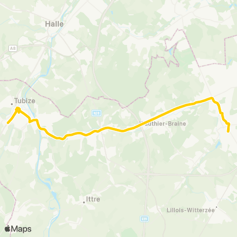 TEC Brabant Wallon Braine-l'Alleud - Tubize map