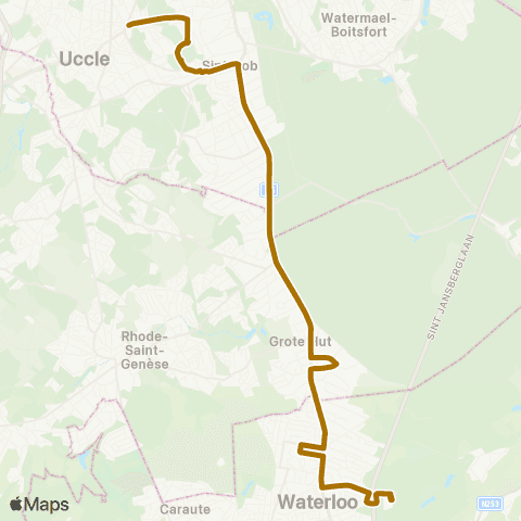 TEC Brabant Wallon Uccle / Ukkel (Héros) - Argentueil (Berlaymont) map