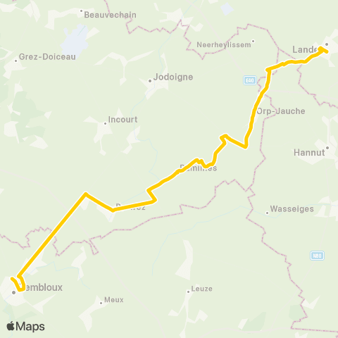 TEC Brabant Wallon Gembloux - Ramillies - Landen map