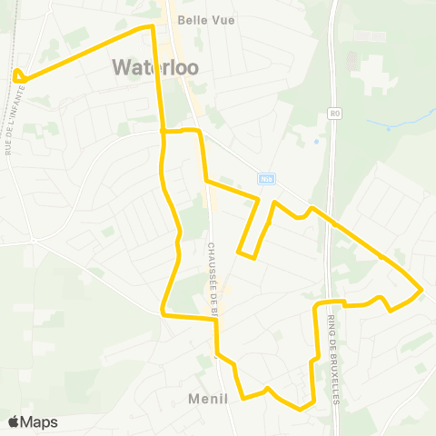 TEC Brabant Wallon Proxibus de Waterloo map