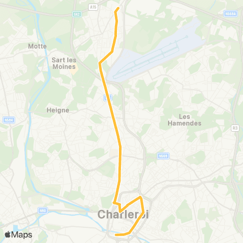 TEC Charleroi Gare Centrale - Gosselies Fbg de Bruxelles (Métro) map