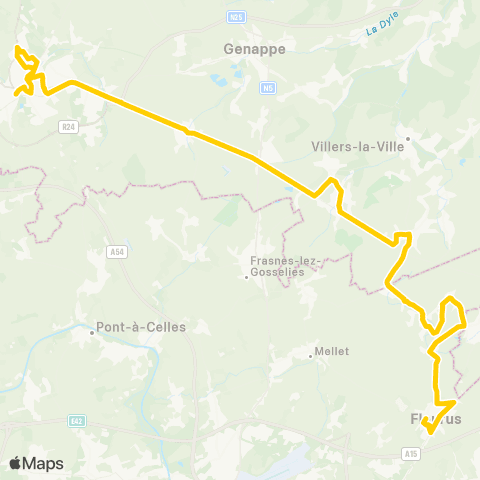 TEC Brabant Wallon Nivelles - Marbais - Fleurus map