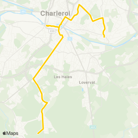 TEC Charleroi Montignies (Pl.)-Gare Centrale-Jamioulx (Prison) map