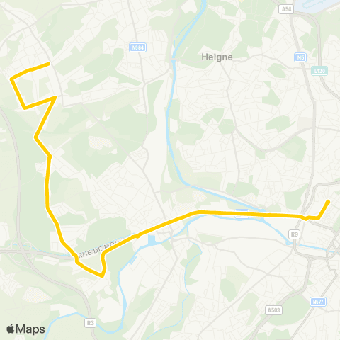 TEC Charleroi Souvret (Forrière) - Charleroi (Palais) map
