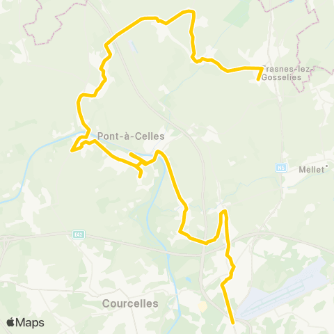 TEC Charleroi Gosselies - Pont-À-Celles - Obaix - Buzet - Rêves map