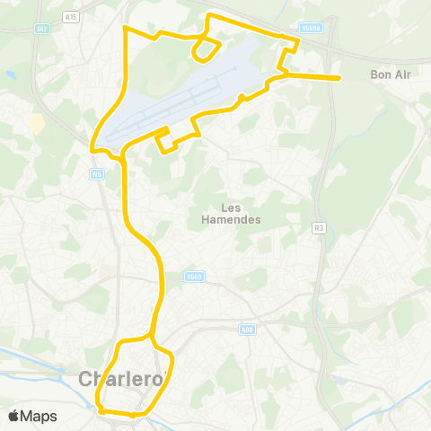 TEC Charleroi Gare Centrale - Zoning Jumet - Gosselies map