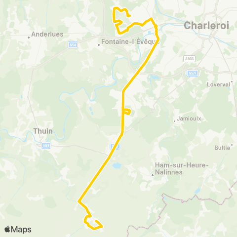 TEC Charleroi Goutroux (Pairotte) - Gozée - Thuillies map