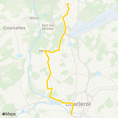 TEC Charleroi Gosselies (Athénée) - Jumet (Gohyssart) - Centrale map