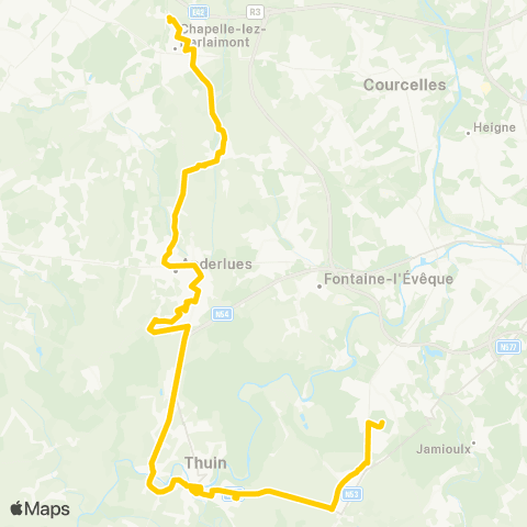 TEC Charleroi Montigny - Thuin - Anderlues - Piéton - Chapelle map