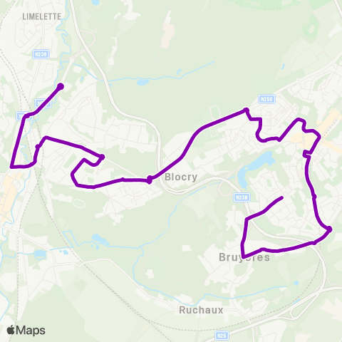 TEC Brabant Wallon Ottignies - Louvain-la-Neuve - Bruyères map