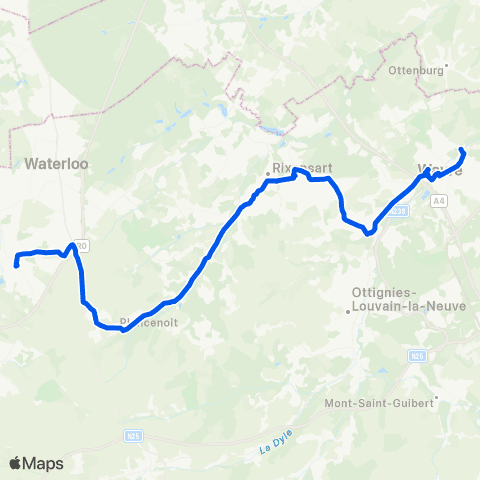 TEC Brabant Wallon Braine-l'Alleud - Wavre map