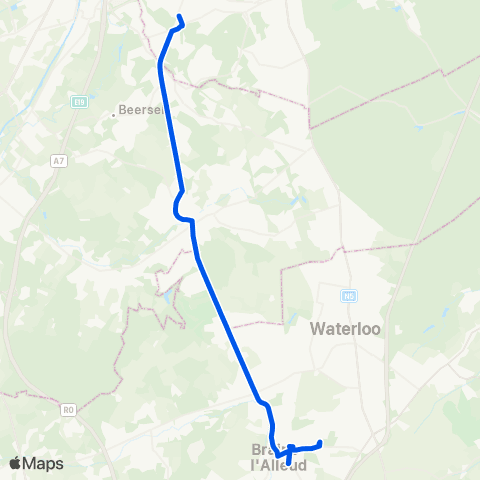 TEC Brabant Wallon Uccle / Ukkel - Alsemberg - Braine-l'Alleud map