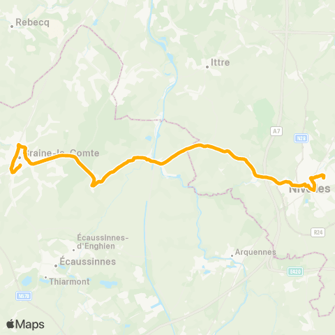 TEC Brabant Wallon Nivelles - Ronquières - Braine-le-Comté map