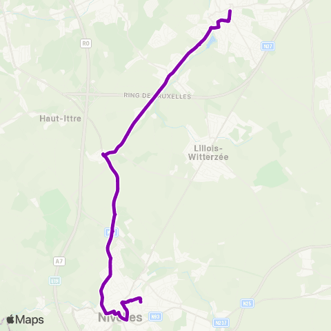 TEC Brabant Wallon Nivelles - Braine-l'Alleud map