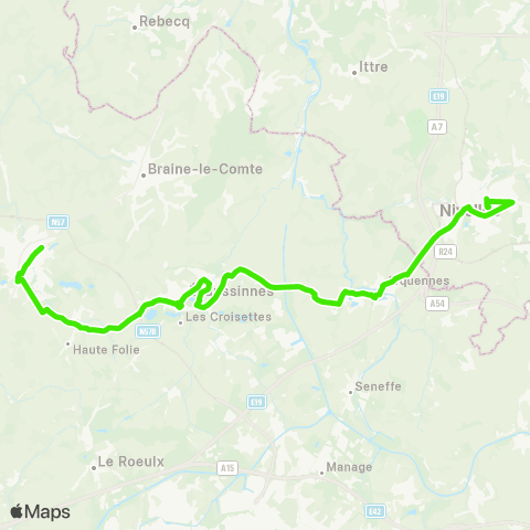 TEC Brabant Wallon Manage / Nivelles - Soignies map
