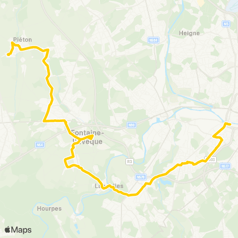 TEC Charleroi Piéton - Fontaine - Landelies - Gare Centrale map