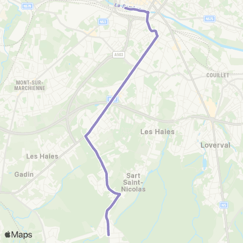 TEC Charleroi Les Bruyères (Spécial) map