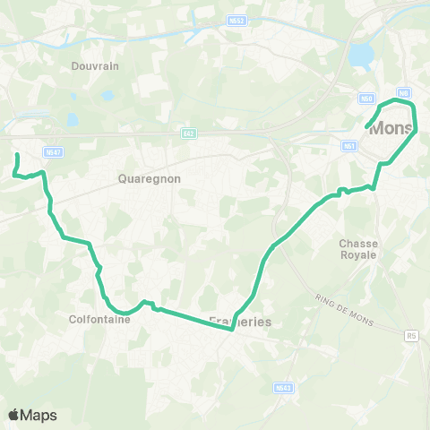 TEC Hainaut Mons - Saint-Ghislain map