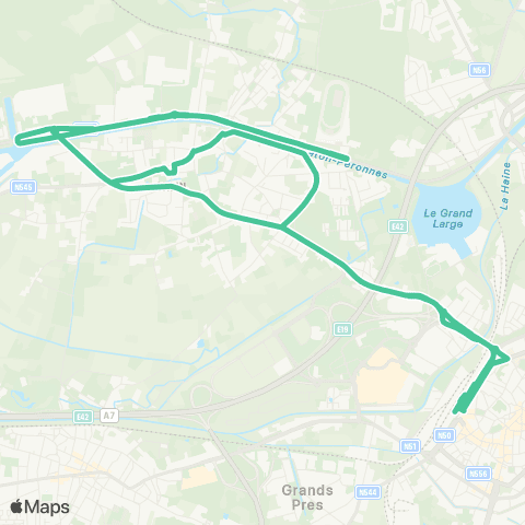TEC Hainaut Mons - Ghlin (Busteau) - Mons map